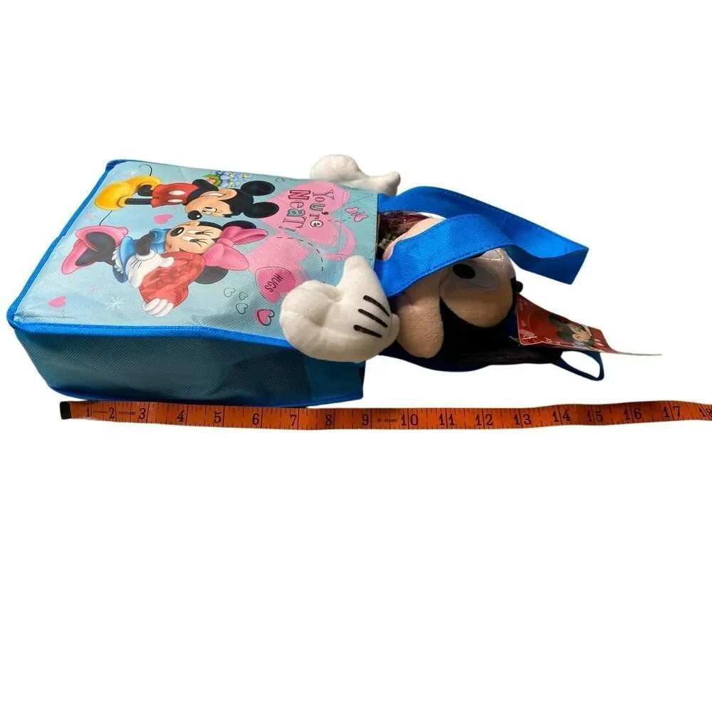 Disney Mickey Mouse Valentine Gift Set Plush Tote Bag Candy Hearts Blue Nwt